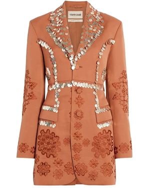 Roberto Cavalli Veste Blazer À Paillettes Brodées - Orange