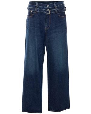 Sacai Jean Ample À Ceinture Nouée - Blue