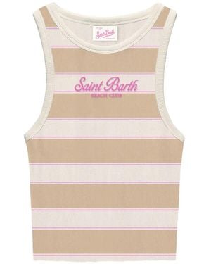 MC2 Saint Barth Striped Logo Tank Top - Pink