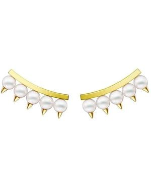 Tasaki 18K Collection Line Danger Pearl Plus Earrings - Metallic