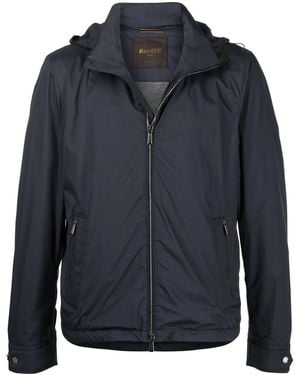 Moorer Hooded Zip-Front Jacket - Blue