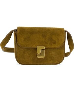 Soeur Suede Buckle Shoulder Bag - Green