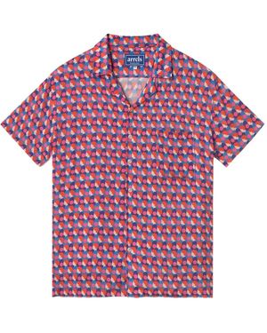 ARRELS Barcelona Geometric-Print Short-Sleeve Shirt - Red