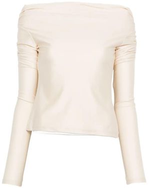 ANDAMANE Ruched Off-Shoulder Top - White
