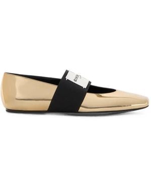 Givenchy Ballerines Sliced Square En Cuir Effet Miroir - Blanc