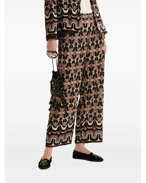 Maliparmi Pantalones De Terciopelo Con Borde Griego - Blanco