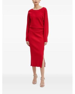 Morgan Studded Slit Maxi Dress - Red