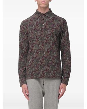 Etro Paisley-Print Polo Shirt - Gray