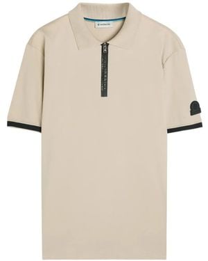 Sandbanks Zip-Fastening Logo-Patch Polo Shirt - Natural