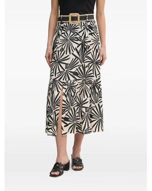 La Petite Francaise Jasmine Floral-Print Tiered Midi Skirt - Black