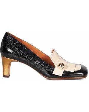 Chie Mihara Escarpins Shimone À Effet Peau De Crocodile Et À Franges - Black