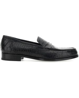 Lidfort Embossed-Crocodile Loafers - Black