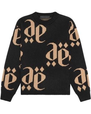 PLACE OF ELMS Monolink-Jacquard Crew-Neck Jumper - Black