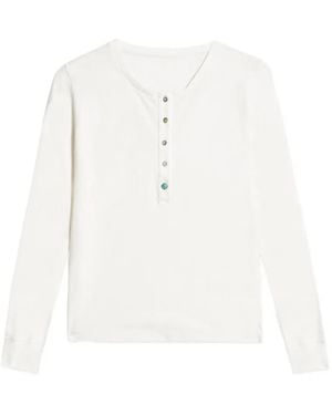 Fortela T-Shirt Coralie Boutonné À Manches Longues - White