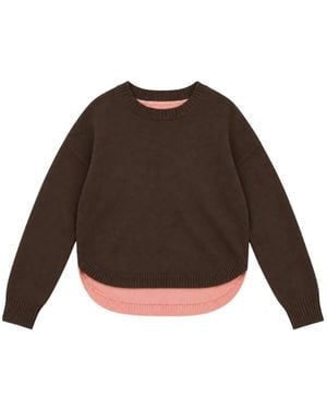 Chinti & Parker Colour-Block Curved-Hem Jumper - Brown