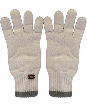 Moorer Logo-Plaque Ribbed-Trim Gloves - White
