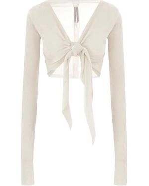 Rick Owens Tie-Front Ribbed Cardigan - White