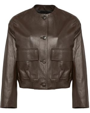 Yves Salomon Leather Jacket - グリーン