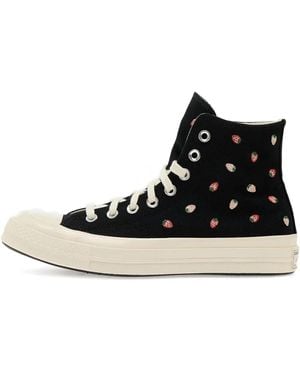 Converse Strawberry-Embroidered Sneakers - Black