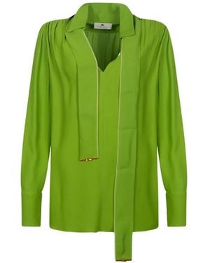 Elisabetta Franchi Sash V-Neck Blouse - Green