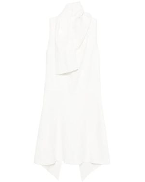 KHAITE Flowing Crepe Satin Mini Dress With Draped Scarf Detail - White