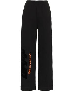 Off-White c/o Virgil Abloh High Waisted Text Print Cotton Pants - Black