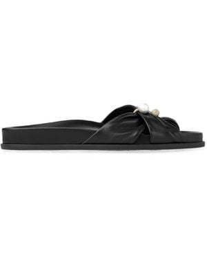 Jimmy Choo Rafi Soft Glove Leather Flat Sandals - Black