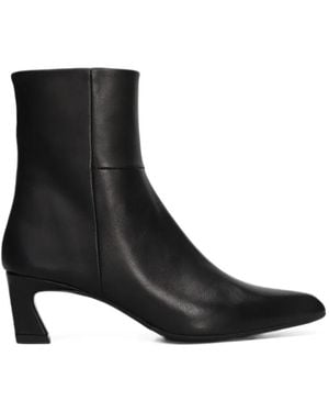 Evaluna Pointed-Toe Leather Ankle Boots - Black