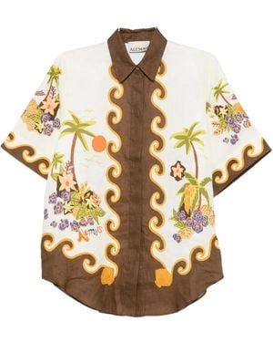 ALÉMAIS Island Cove Graphic-Print Short-Sleeve Shirt - Metallic