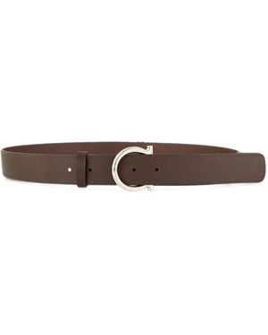 Ferragamo Gancini Buckle Leather Belt - White