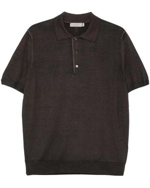 Canali Button Short-Sleeve Polo Shirt - Black