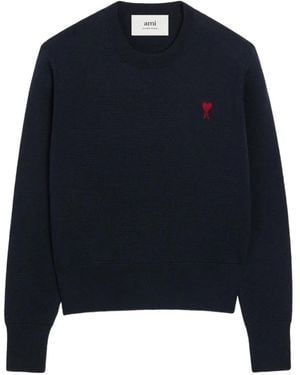Ami Paris Logo-embroidery sweater - Azul