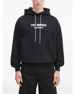 Aries Drawstring Graphic-Print Hoodie - Black