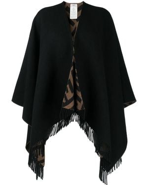 Fendi All Over Ff Reversibile Cape - Black