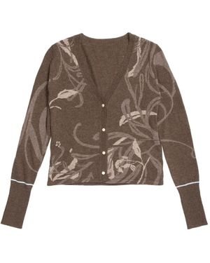 YANGKEHAN Floral-Print Buttoned Cardigan - Brown