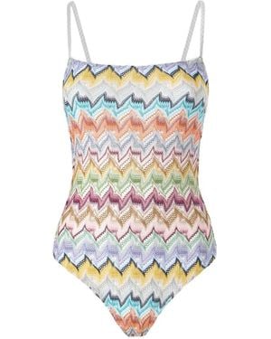 Missoni Zigzag-Knit Swimsuit - White