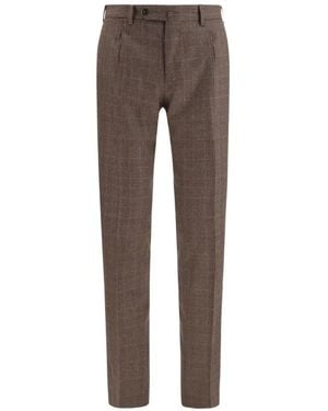 Germano 1952 Checked Wool Trousers - Grey