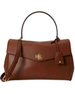 Ralph Lauren Medium Farrah Leather Satchel Bag - Brown