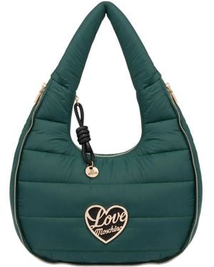 Love Moschino Quilted Heart-Plaque Shoulder Bag - Green