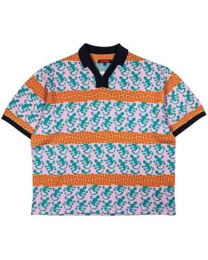 Pleasures Gecko-Jacquard Polo Shirt - Blue