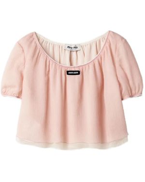 Miu Miu Haut À Design Froncé - Pink