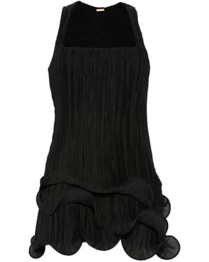 Cult Gaia Marsa Plissé-Effect Ruffled Mini Dress - Black