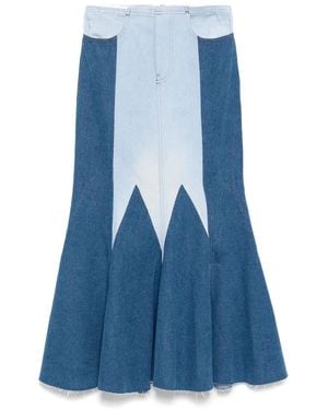 Conner Ives The Reconstituted Denim Godet Maxi Skirt - Blue