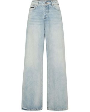 Philipp Plein Denim Pants Skater Fit Logo - Blue
