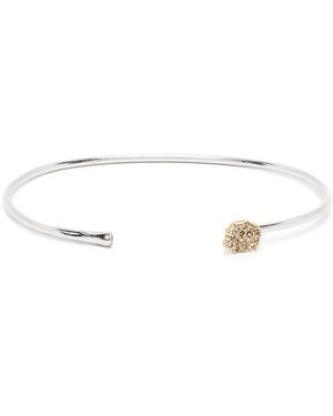 Rosa Maria Brazalete En Plata De Ley Y Oro Amarillo De 12 Ct Con Diamantes - Blanco