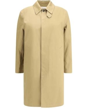 Saint Laurent Clasp Button Gabardine Coat - Natural