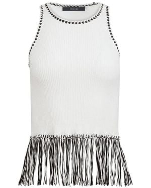 Toccin Dottie Fringe Racer Cotton Tank - White