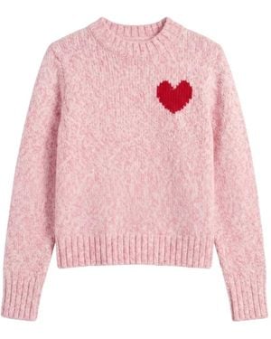Chinti & Parker Heart-Motif Melange Jumper - Pink