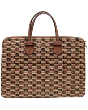 Moreau Borsa Porta Pc Con Monogramma - Marrone