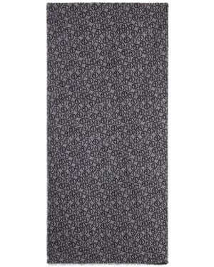 Giorgio Armani Logo-Monogram Frayed Scarf - Gray